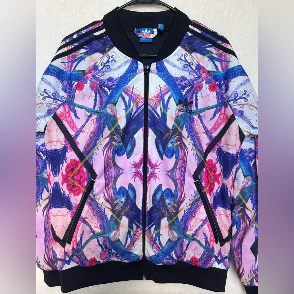 Adidas Originals Florera Optic Bloom Floral Bird Print Track Jacket Large NWOT - Picture 5 of 11